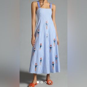 Anthropologie- Maeve Tie Back Bird  A-line Dress
